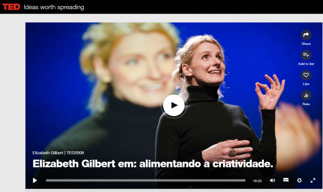  palestras TED Talks - Elizabeth Gilbert em: alimentando a criatividade